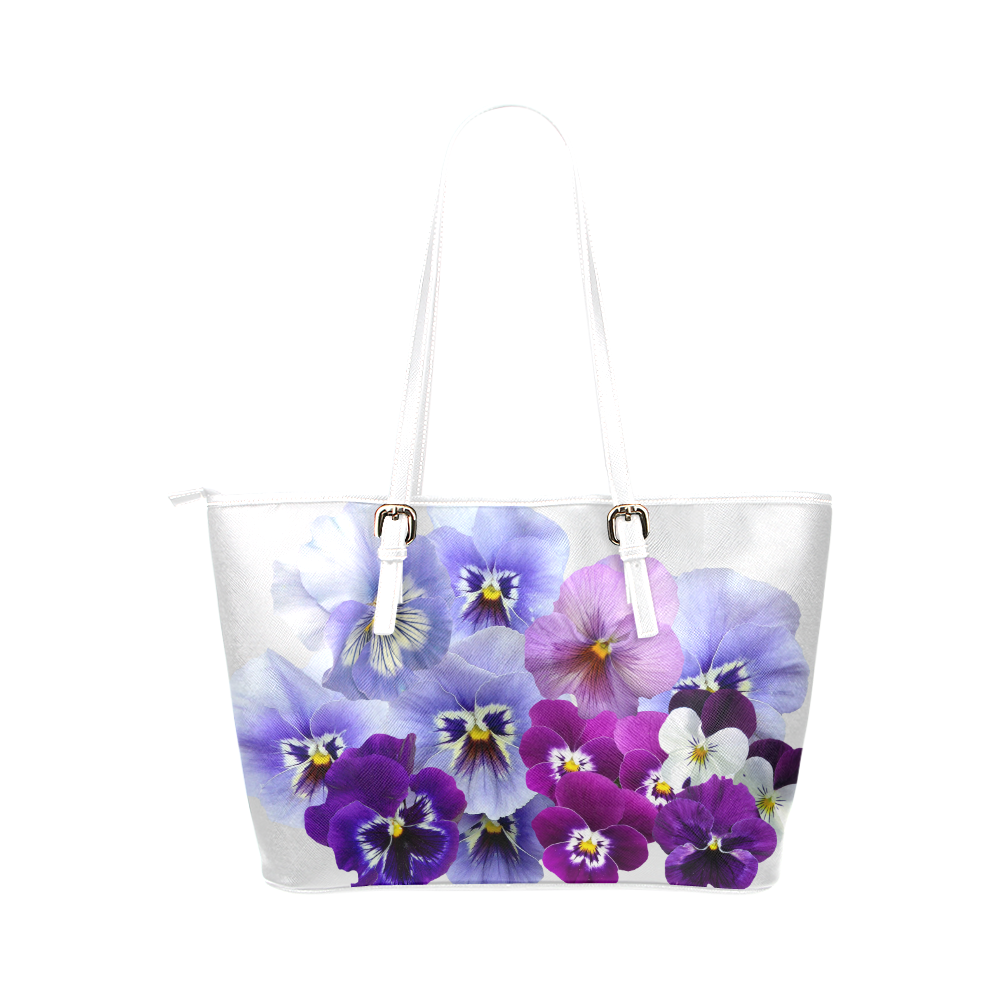 FLORAL DESIGN 40 Leather Tote Bag/Small (Model 1651)