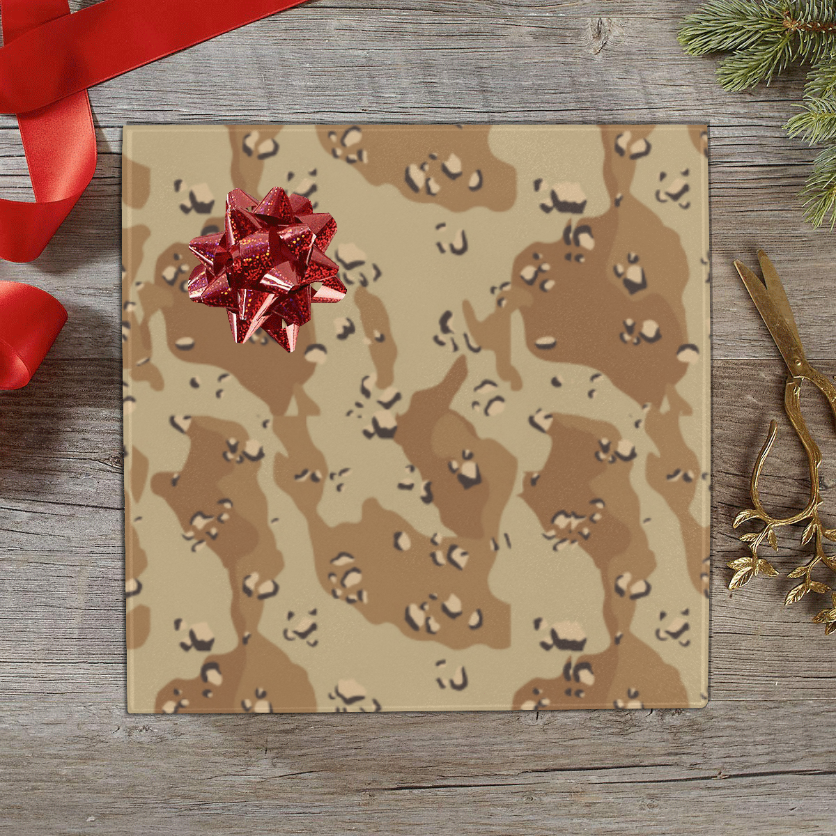 Vintage Desert Brown Camouflage Gift Wrapping Paper 58"x 23" (1 Roll)