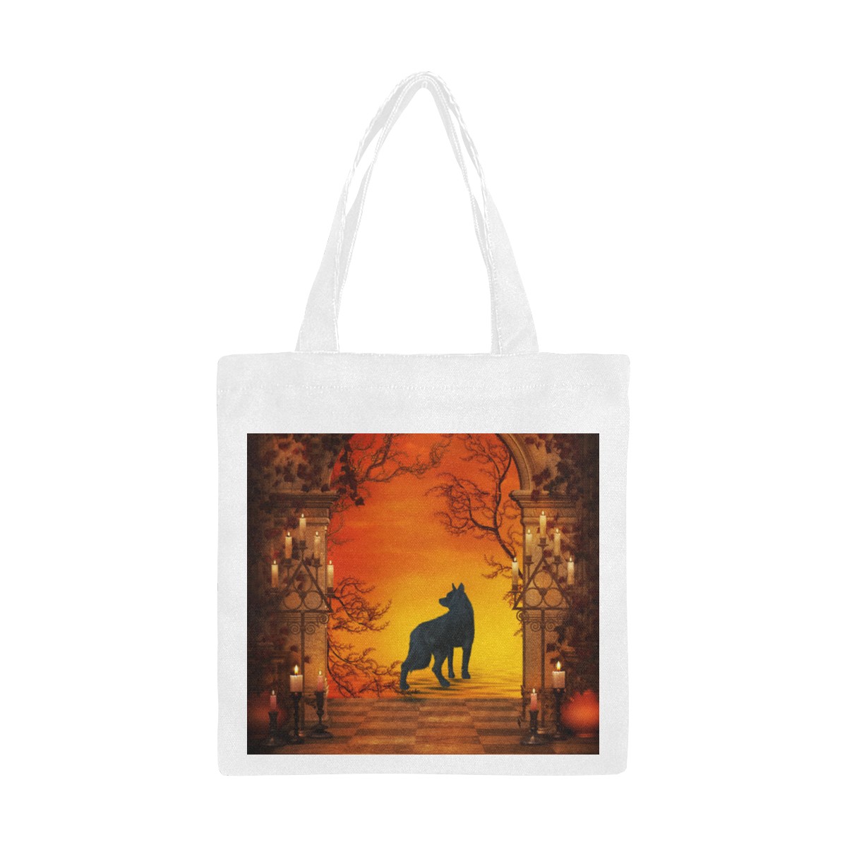 Wonderful black wolf in the night Canvas Tote Bag/Small (Model 1700)