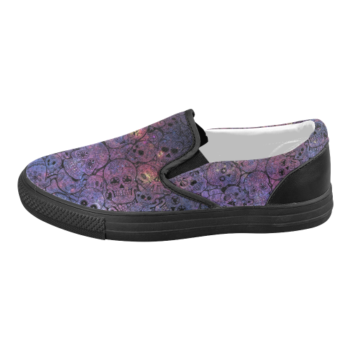 Cosmic Sugar Skulls Women's Slip-on Canvas Shoes (Model 019)