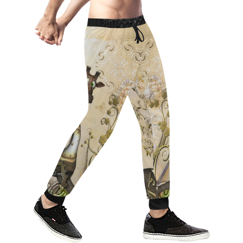 Funny steampunk giraffe Men's All Over Print Sweatpants (Model L11)