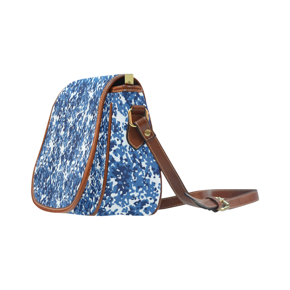 Digital Blue Camouflage Saddle Bag/Small (Model 1649) Full Customization