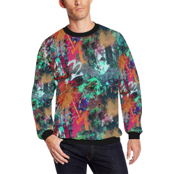 Graffiti Wall and Paint Splatter All Over Print Crewneck Sweatshirt for Men/Large (Model H18)