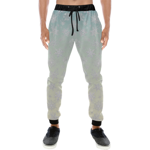 Frosty Day Snowflakes on Misty Sky Men's All Over Print Sweatpants (Model L11)