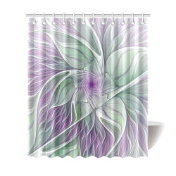 Flower Dream Abstract Purple Sea Green Floral Fractal Art Shower Curtain 72"x84"