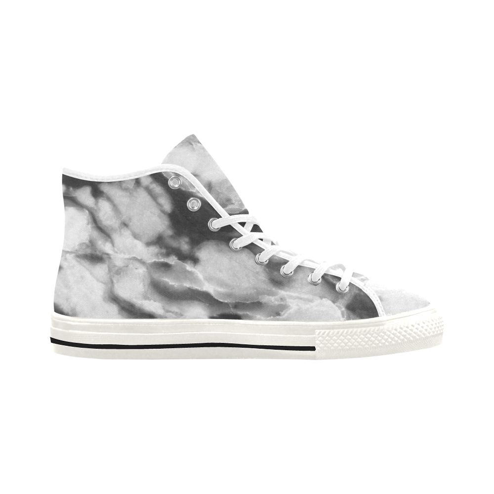 Marble Black and White Pattern Vancouver H Women's Canvas Shoes (1013-1)