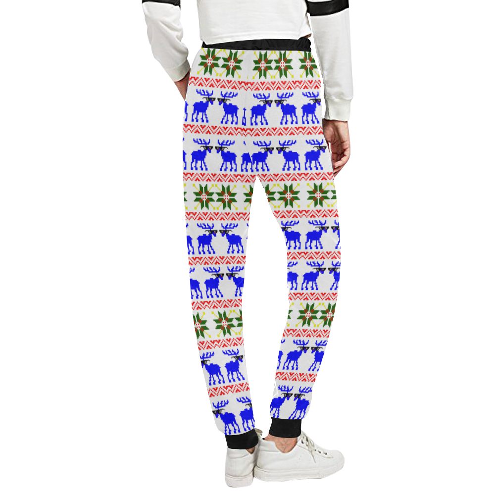 Christmas Ugly Sweater 'Deal With It' Reindeer White Unisex All Over Print Sweatpants (Model L11)