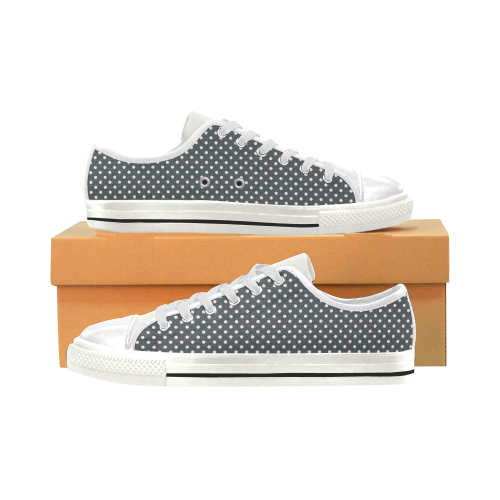Silver polka dots Women's Classic Canvas Shoes (Model 018)