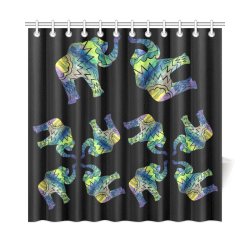 Patchwork Elephant Spiral Shower Curtain Shower Curtain 72"x72"