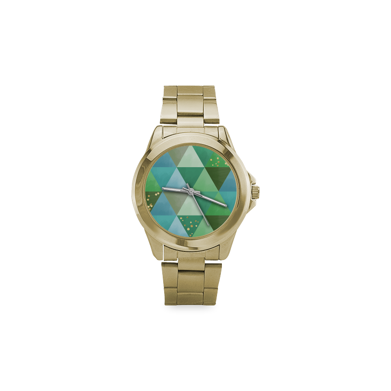 Triangle Pattern - Green Teal Khaki Moss Custom Gilt Watch(Model 101)