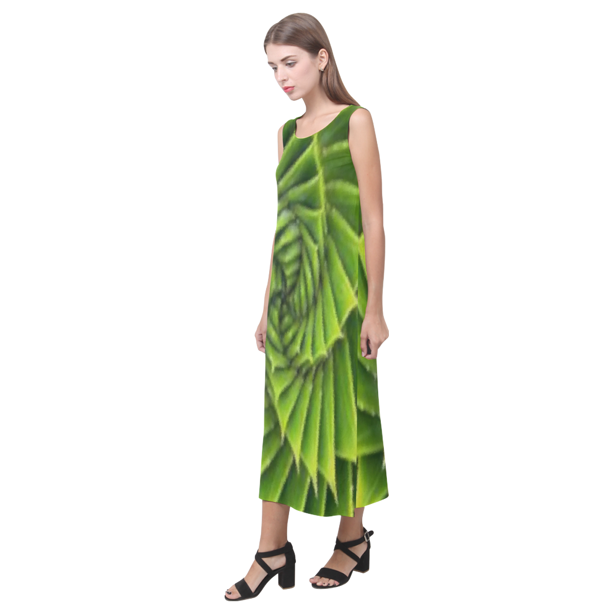 cubic floower Phaedra Sleeveless Open Fork Long Dress (Model D08)