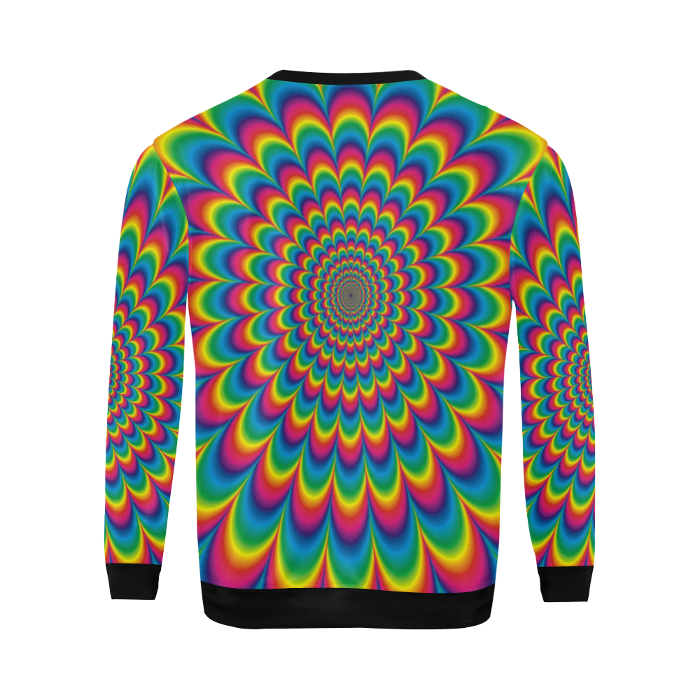 Crazy Psychedelic Flower Power Hippie Mandala All Over Print Crewneck Sweatshirt for Men/Large (Model H18)