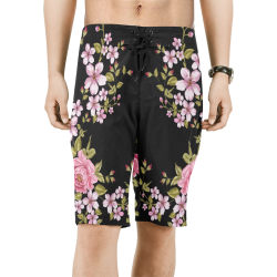 Pure Nature - Summer Of Pink Roses 1 Men's All Over Print Board Shorts (Model L16)