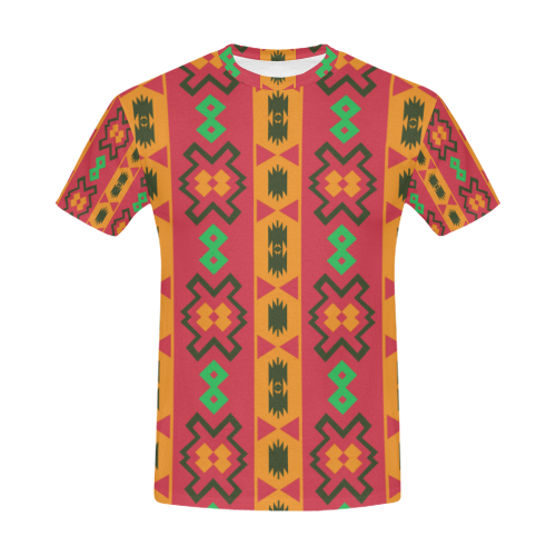 Tribal shapes in retro colors (2) All Over Print T-Shirt for Men (USA Size) (Model T40)