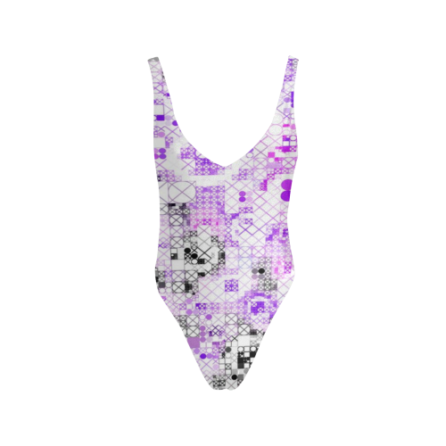 funny mix of shapes  by JamColors Sexy Low Back One-Piece Swimsuit (Model S09)