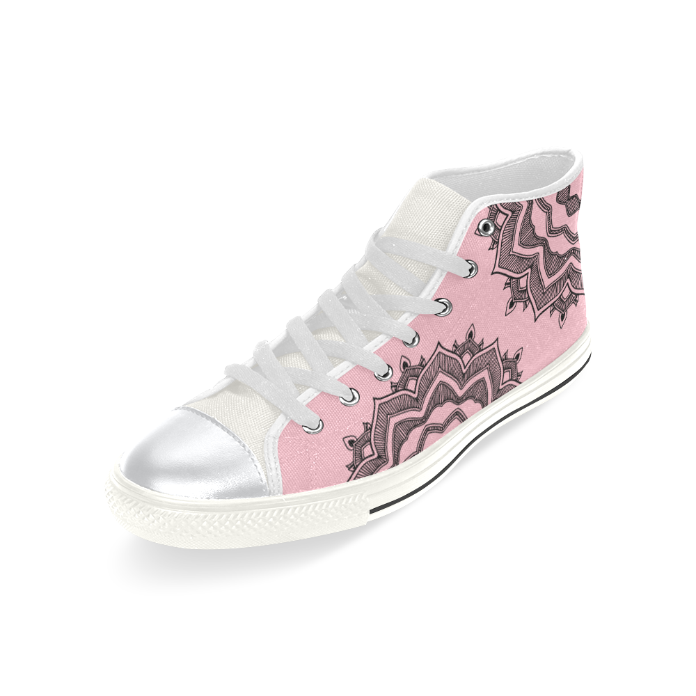 pink mandala canvas shoes High Top Canvas Shoes for Kid (Model 017)