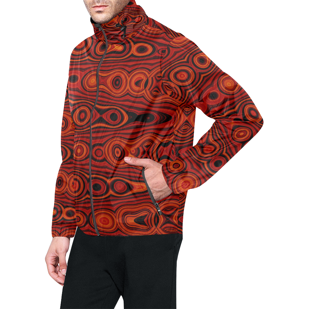 Brown Abstract Pattern Unisex All Over Print Windbreaker (Model H23)