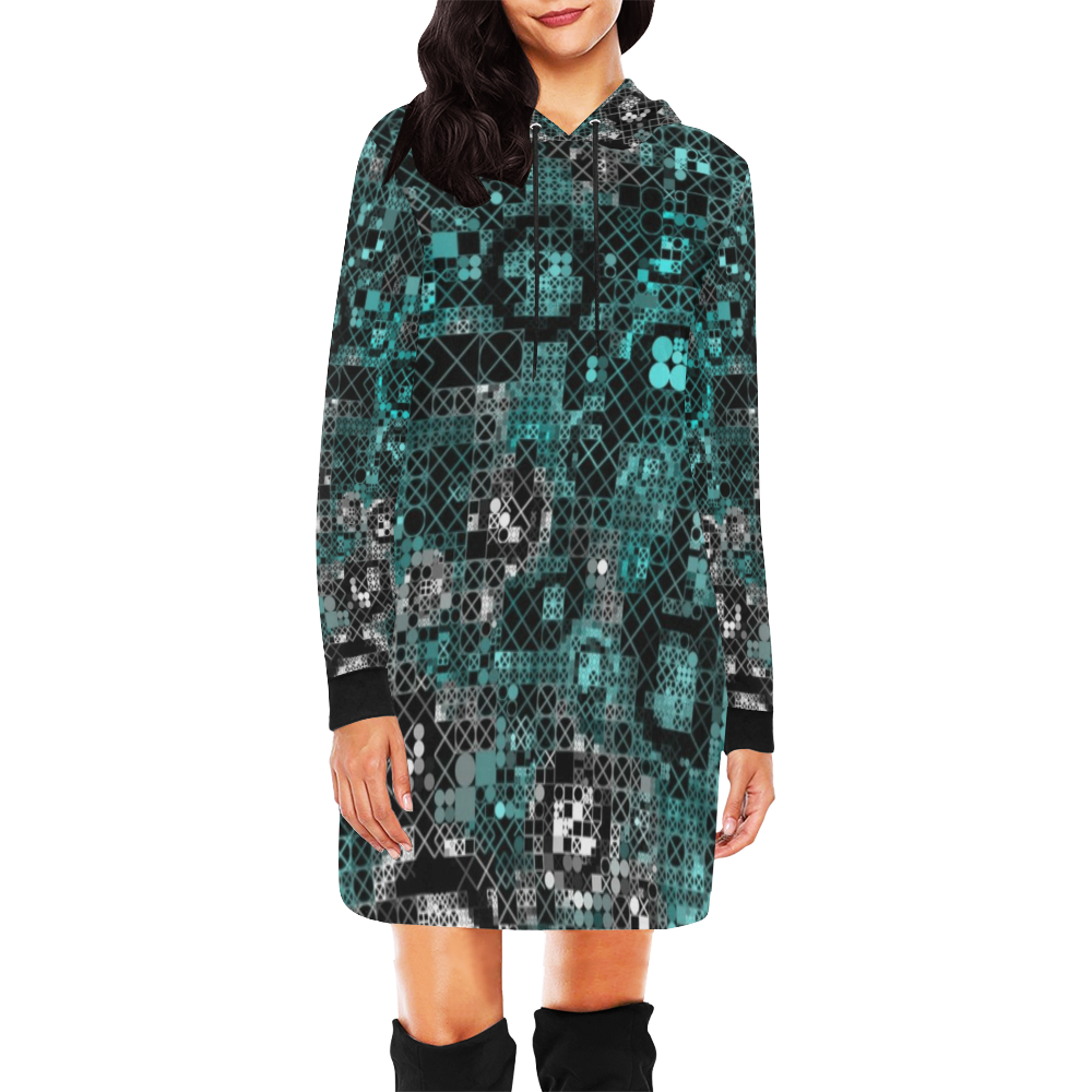 funny mix of shapes  by JamColors All Over Print Hoodie Mini Dress (Model H27)