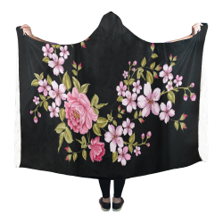 Pure Nature - Summer Of Pink Roses 1 Hooded Blanket 80''x56''