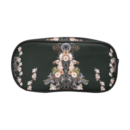 floral-black and peach Pencil Pouch/Large (Model 1680)