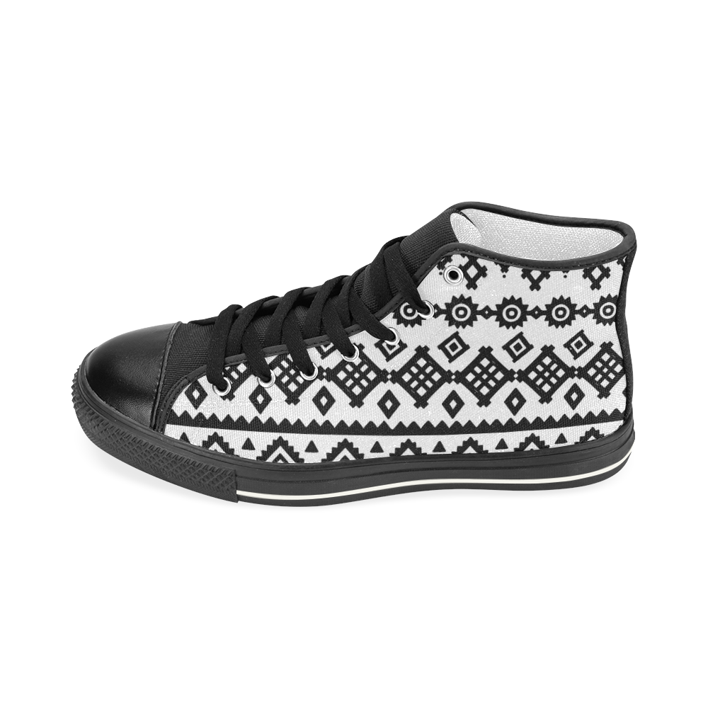 Design shoes - black, white Men’s Classic High Top Canvas Shoes (Model 017)