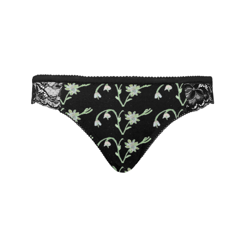 Black Lacy Floral Panties Women's Lace Panty (Model L41)