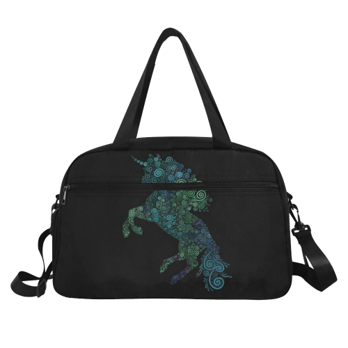 3D Psychedelic Unicorn blue and green Fitness Handbag (Model 1671)