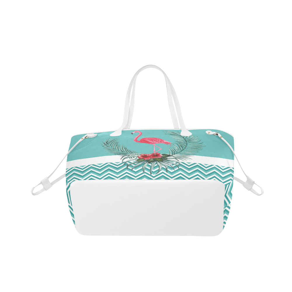 Retro Flamingo Chevron Clover Canvas Tote Bag (Model 1661)