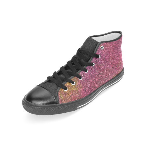 Glitt. wild pink shoes Women's Classic High Top Canvas Shoes (Model 017)