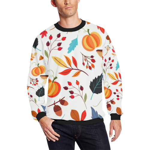 Autumn Mix Men's Oversized Fleece Crew Sweatshirt/Large Size(Model H18)