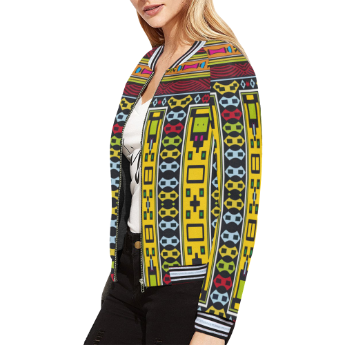 Shapes rows All Over Print Bomber Jacket for Women (Model H21)