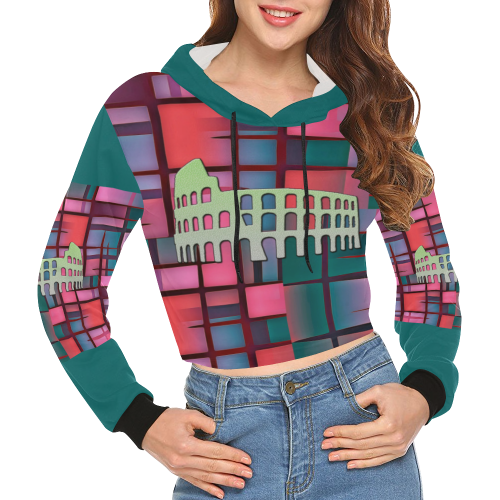 Colosseum All Over Print Crop Hoodie for Women (Model H22)