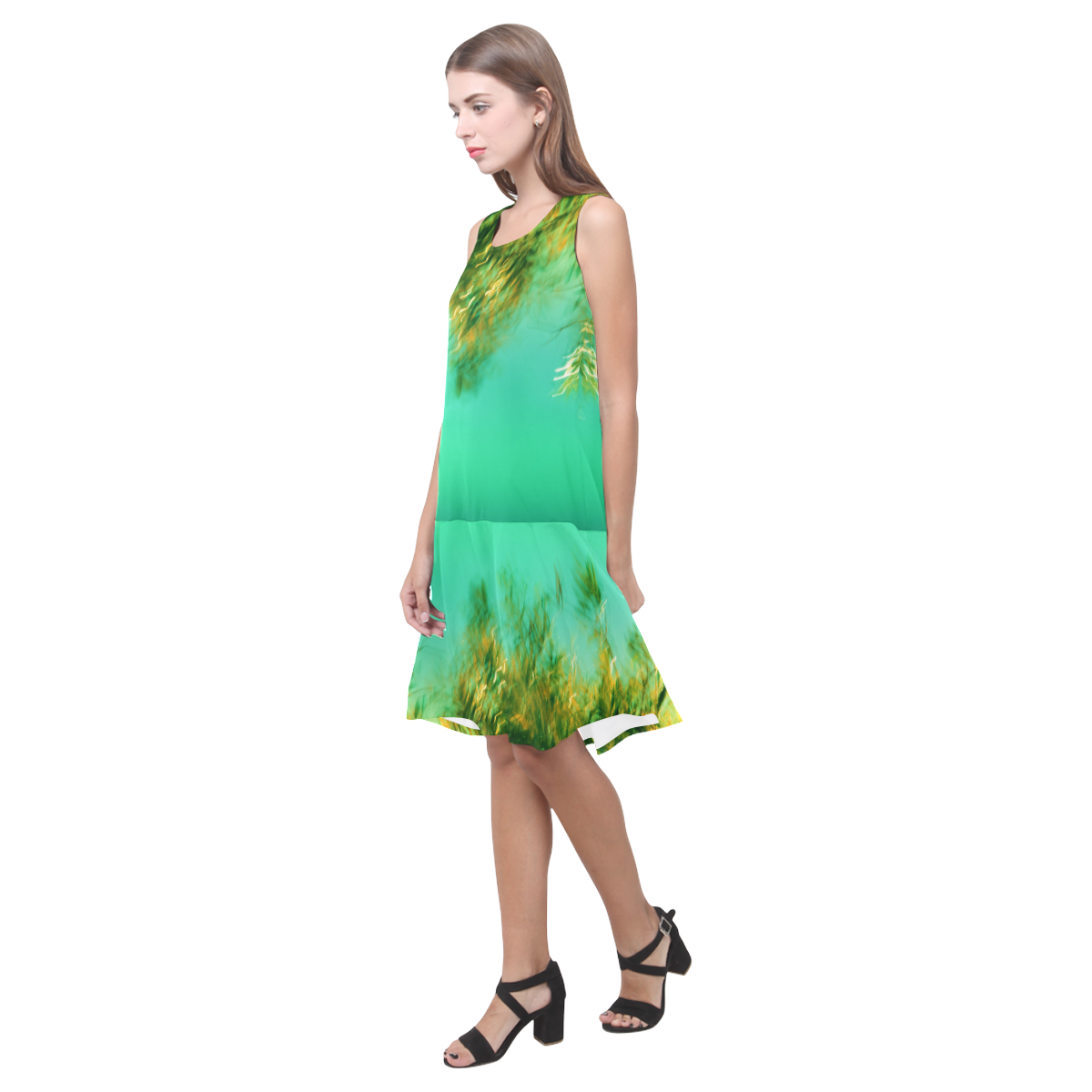 underwater feeling Sleeveless Splicing Shift Dress(Model D17)