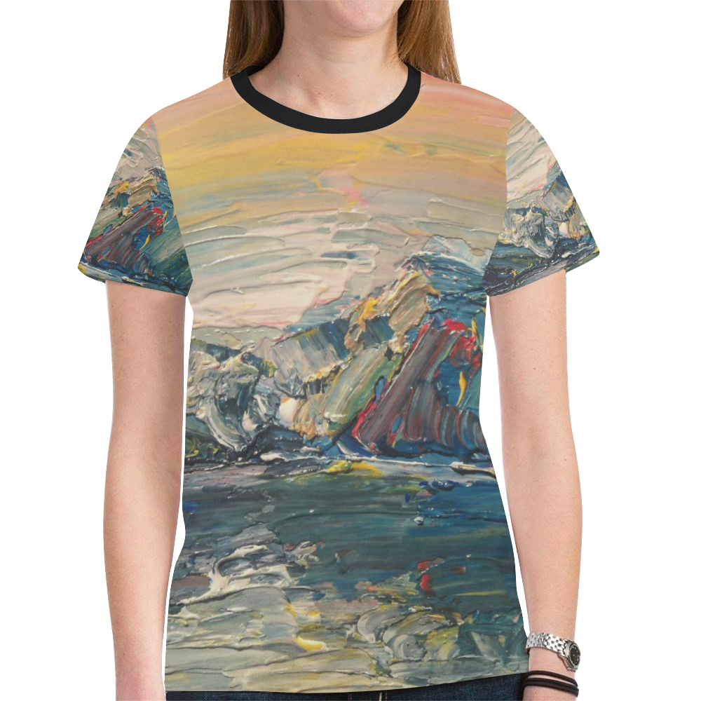 Mountains painting New All Over Print T-shirt for Women (Model T45)