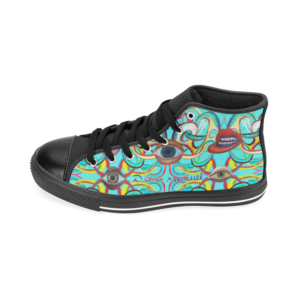 Graffiti-ojos-5 High Top Canvas Shoes for Kid (Model 017)