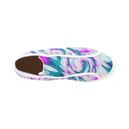 Turquoise Pink Tie Dye Swirl Abstract Vancouver H Men's Canvas Shoes (1013-1)