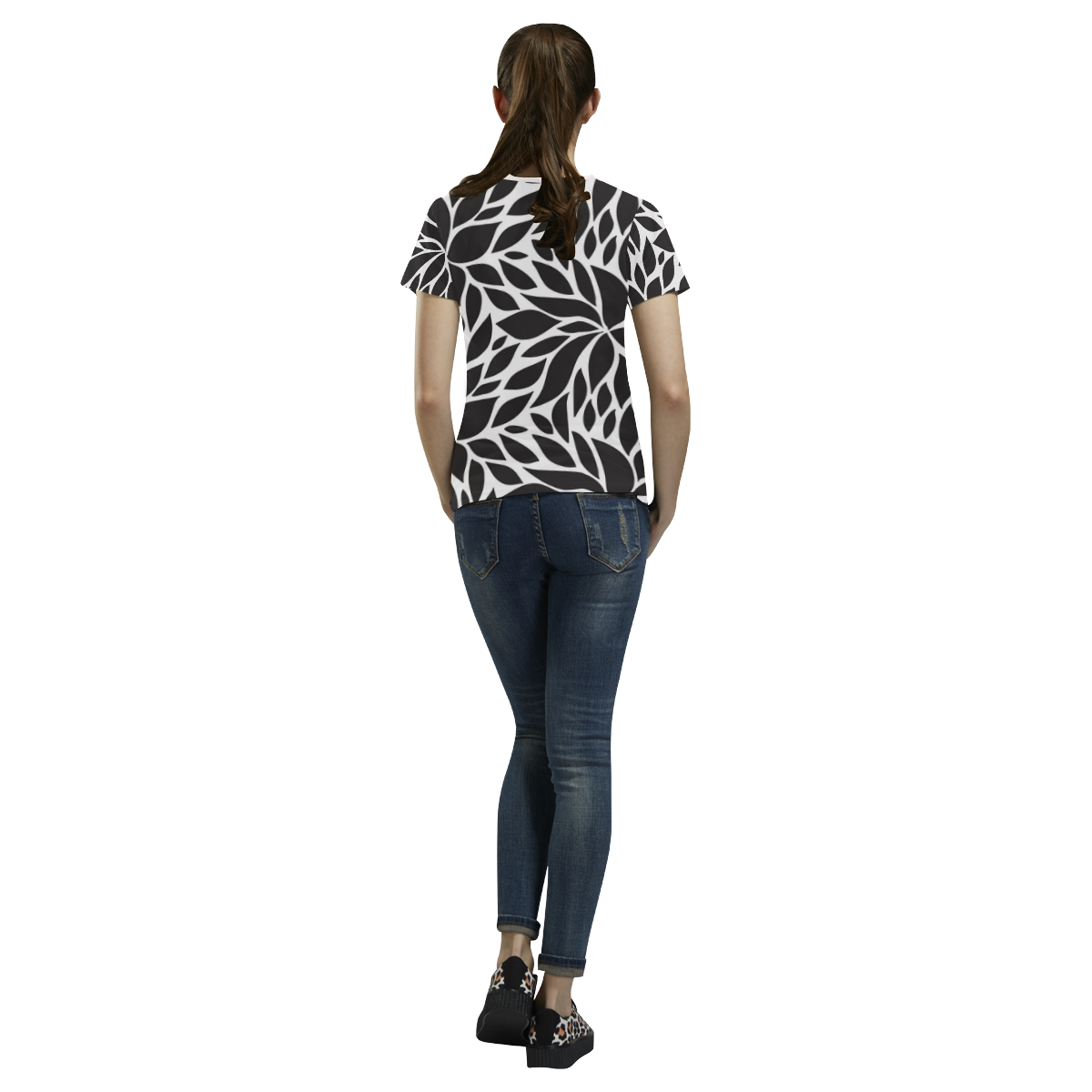 Abstract Monochrome All Over Print T-shirt for Women/Large Size (USA Size) (Model T40)