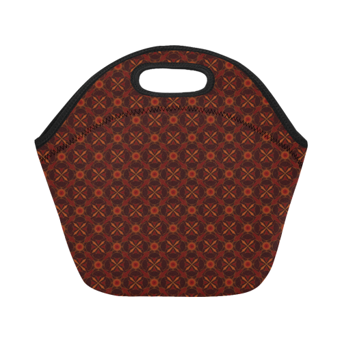 Brown Geometric Pattern Neoprene Lunch Bag/Small (Model 1669)