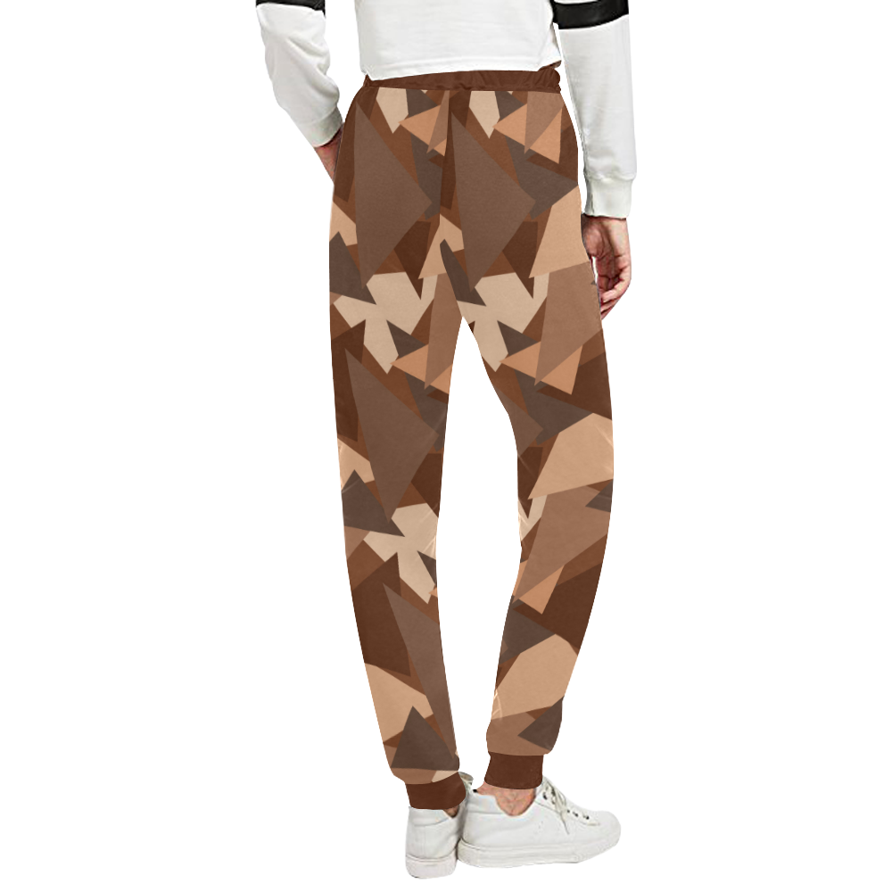 Brown Chocolate Caramel Camouflage Unisex All Over Print Sweatpants (Model L11)