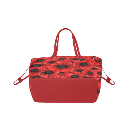 Red Hibiscus Flowers Clover Canvas Tote Bag (Model 1661)