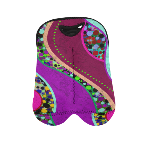 Abstract Pattern Mix - Dots And Colors 2 2-Bottle Neoprene Wine Bag