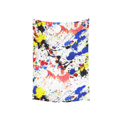 Blue and Red Paint Splatter Cotton Linen Wall Tapestry 40"x 60"