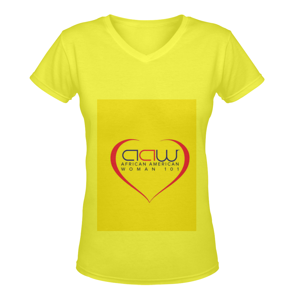 AAW101 Yellow T-shirt Women's Deep V-neck T-shirt (Model T19)