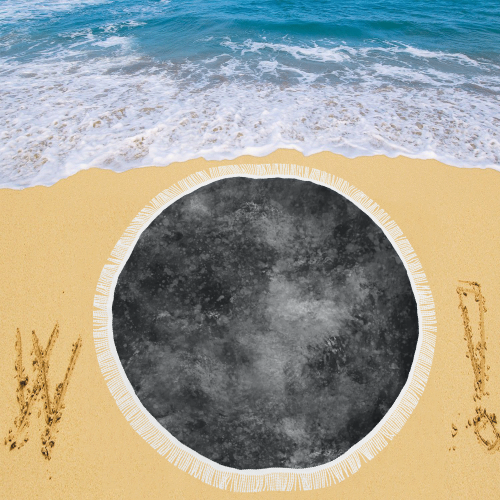 Black Grunge Circular Beach Shawl 59"x 59"