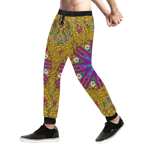 Golden retro medival festive fantasy nature Men's All Over Print Sweatpants (Model L11)