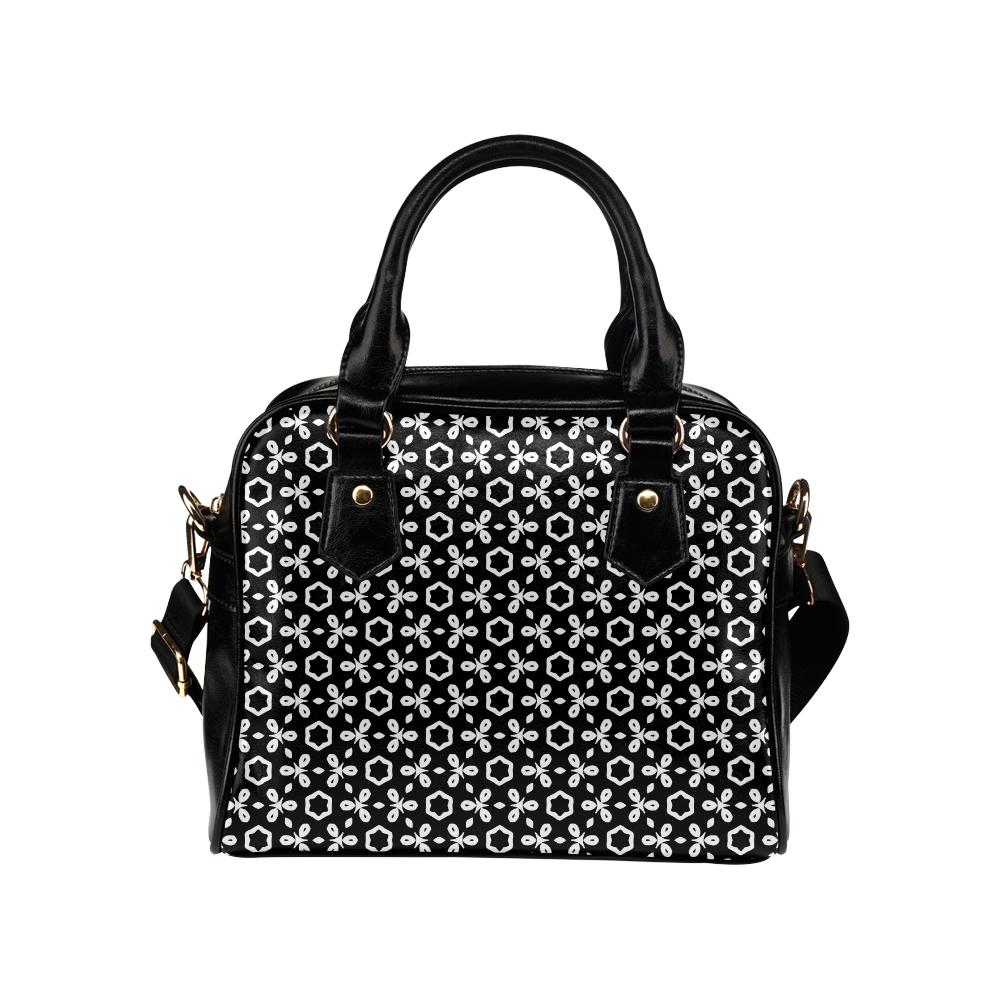 geometric pattern black and white Shoulder Handbag (Model 1634)
