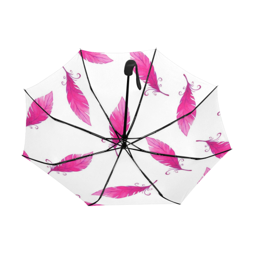 Pink Feathers Anti-UV Auto-Foldable Umbrella (Underside Printing) (U06)