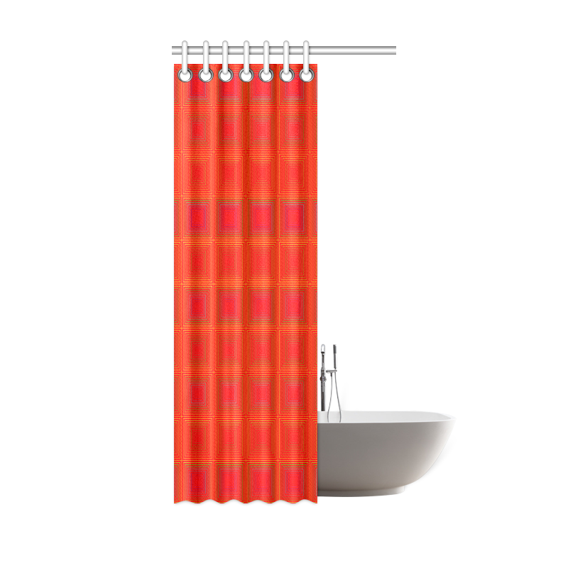 Red orange multicolored multiple squares Shower Curtain 36"x72"