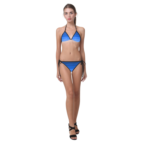 Blue stripes Custom Bikini Swimsuit (Model S01)
