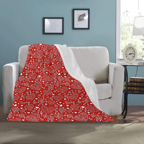 red white hearts Ultra-Soft Micro Fleece Blanket 30''x40''
